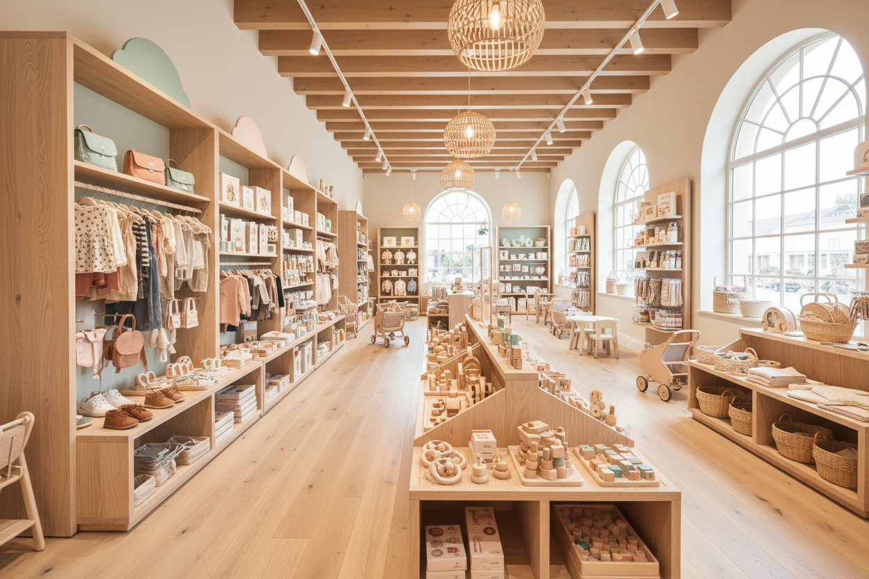 Supermarché Montessori avec vêtements et accessoires